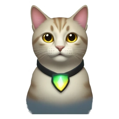 Cat wearing Dark iridescent collar glowing sticker