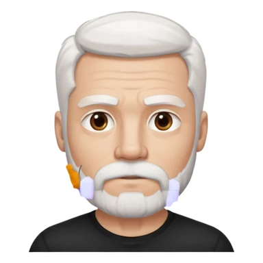 White haired muscled adult man with a black t-shirt. He has white beard with a short goatee. Dark brown eyes and some wrinkles. sticker