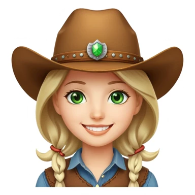 smiling girl in cowboy hat with green eyes sticker