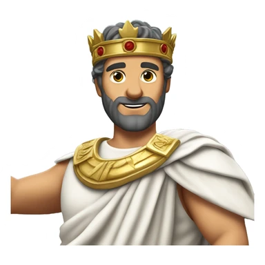 A Roman emperor in a toga and laurel crown, winking and pointing to himself as if saying, "I'm the man! sticker
