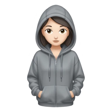 Sasha Gray in gray oversized hoodie full height sticker