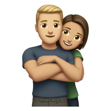 white guy with light brunette hair with buzz cut hugging a tan girl with dark brown hair sticker