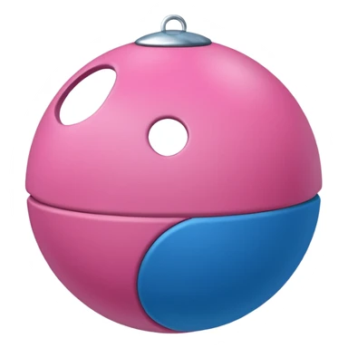 Blue ball for the gag on a ball gag with a white attachment collar with  pink  studs sticker