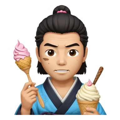 SAMURAI  EATING WITH ICECREAM sticker