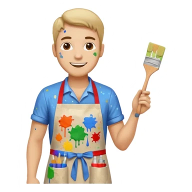 happy man painting a picture full body sticker