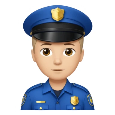 Police man wearing Blue uniform without hat or cap sticker
