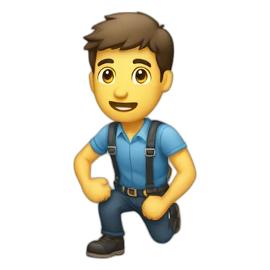 Hombre escalando posición de trabajo sticker