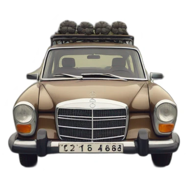 trip around galicia in a old mercedes benz w115 percebes sticker
