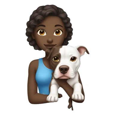Dark Brown haired, almond skinned girl,with a blue nosed pit bull sticker