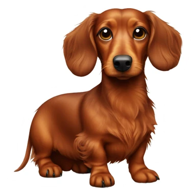 Fat Miniature red long haired dachshund whole body scruffy sticker