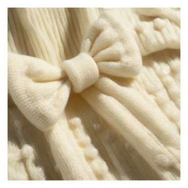 Pearl BOW-DETAIL RIB-KNIT cream CARDIGAN sticker