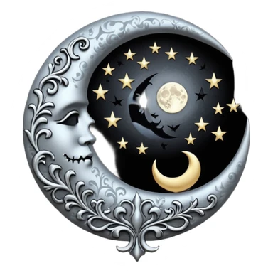 Gothic damask moon sticker