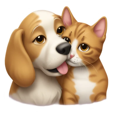 cat kissing a dog sticker