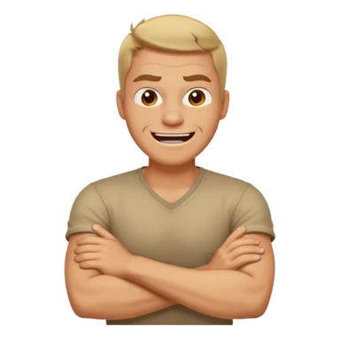 arms crossed around neck angry laughing guy sticker