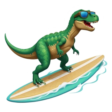 T-Rex wearing shades on surf board surfing threw the ocean sticker