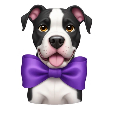black and white pitbull with a purple bow sticker