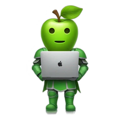 green apple knight, holding laptop sticker