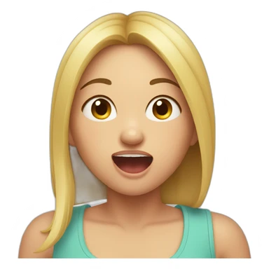 Girl opening mouth and stretching toung out sticker