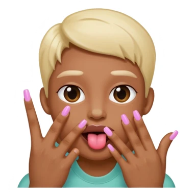 An emoji with 🌚 nails pookie and tongue sticker