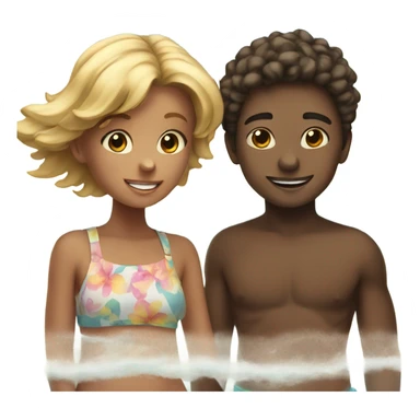 boy and girl at the beach sky sticker