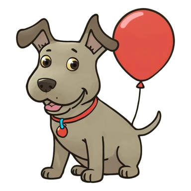 Dog with a balloon sticker