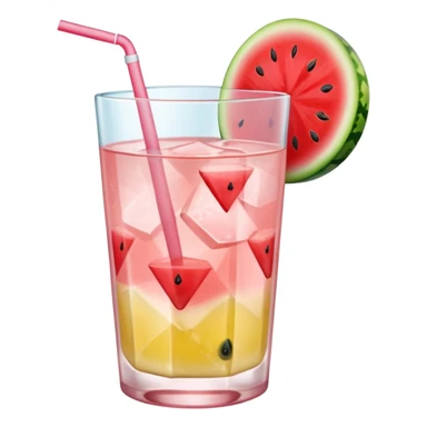 very light pink lemonade in glass with triangle chunk of watermelon on rim no straw sticker