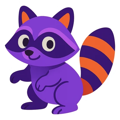 purple raccoon, vibrant cartoon style sticker