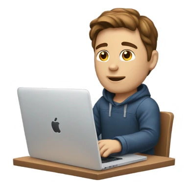 white-skinned male brown hair product designer sitting with macbook sticker