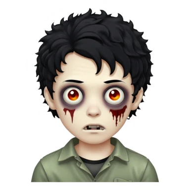 boy zombie with black hair curly emo sticker