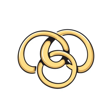 three interlocking gold rings in a triangle formation sticker