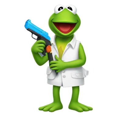 kermit the frog holding a water pistol  sticker
