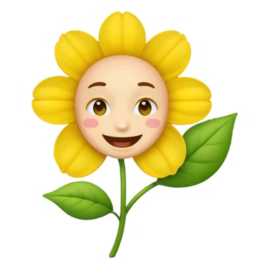Normal emoji biting a flower sticker