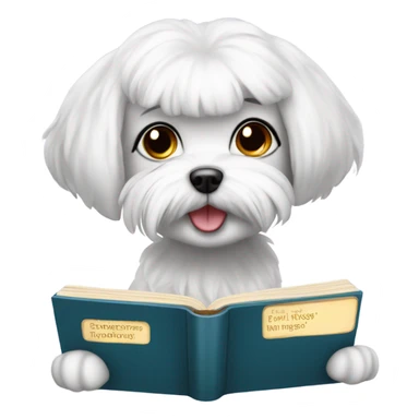Maltese dog girl with book sticker