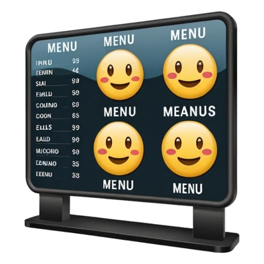 digital menu board with menu of restaurant items not emoticons sticker
