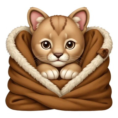 Cozy puma cougar cub in blanket sticker