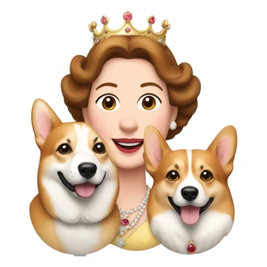 Queen Elizabeth and three Corgis  sticker