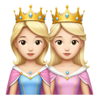 Asian girl and blonde white girl dressed as princesses sticker