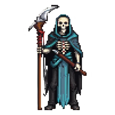 Grim reaper with scythe, skull face, death personified sticker
