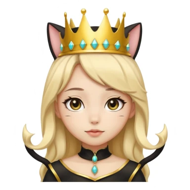 queen black cat kawaii girl sticker
