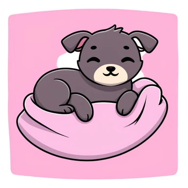 Carine terrier sleeping wrapped in pink blanket sticker