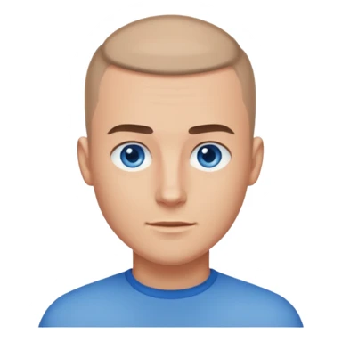 A guy with a buzzcut and blue eyes sticker
