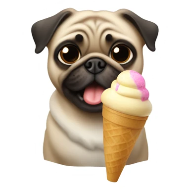 Pug eating ice cream sticker