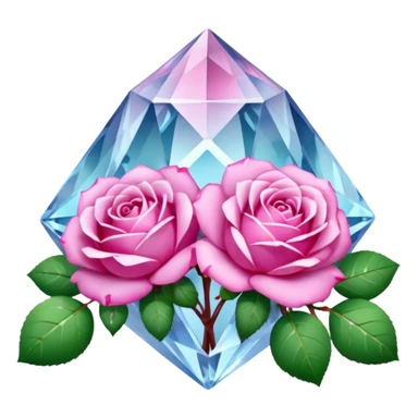 Magic mineral crystal with pink roses around sticker
