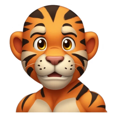 Tigger with a muscle chest and skinny arms sticker