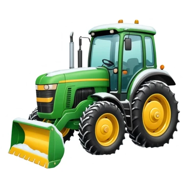 Big Green tractor with yellow blade pushing snow sticker