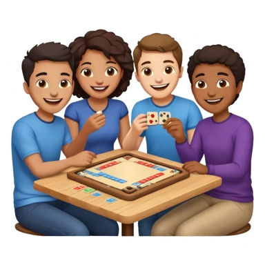 Four friends playing board game sticker