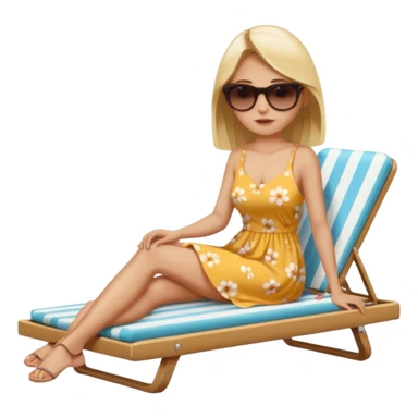 woman sitting on a sunbed - she must be dressed normally sticker