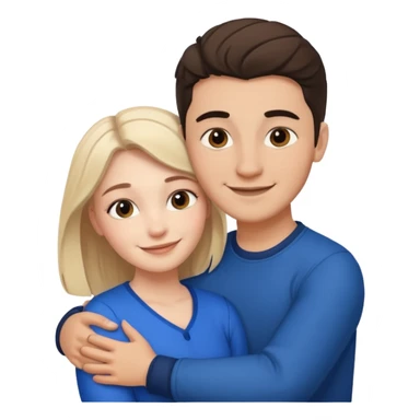 young Métis man and young white woman hugging, love sticker