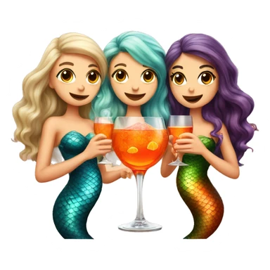 Three beautiful mermaids drinking aperol sticker