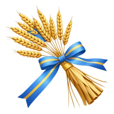 Emoji of a wheat sheaf tied with a ribbon, Ukrainian Christmas symbol, flat emoji style sticker